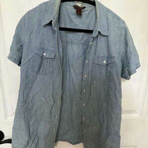 Bit & Bridle Short Sleeve Light Wash Denim Button Down